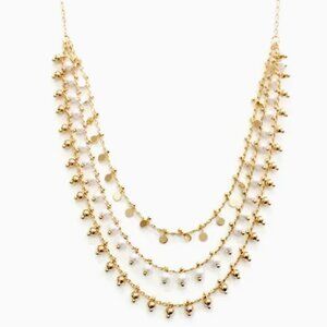 3 Row Beaded Chain Necklace Ball Disk